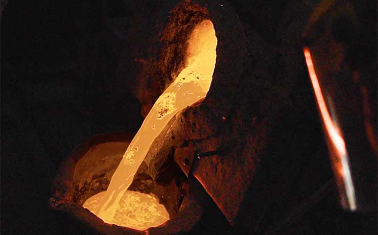 Chinmoy sculptures make from melting bronze